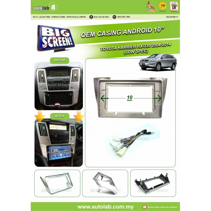 Big Screen Casing Android - Toyota Harrier RX-330 (Low Spec) 2004-2014 (10inch)